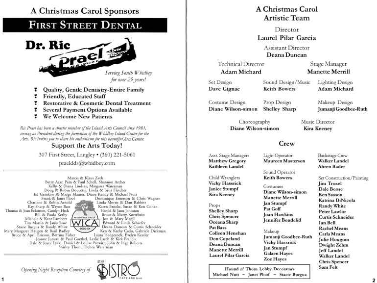 "A Christmas Carol" Program Pages 1 and 2