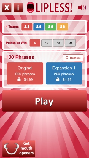 Screen Capture from our "LIPLESS!" cellphone Application: