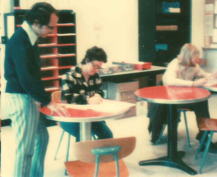 Students Carol and Tim programming in the Computer Lab.