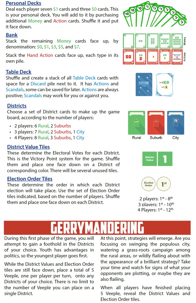 Some rules and Gerrymandering for "Election: The Game"