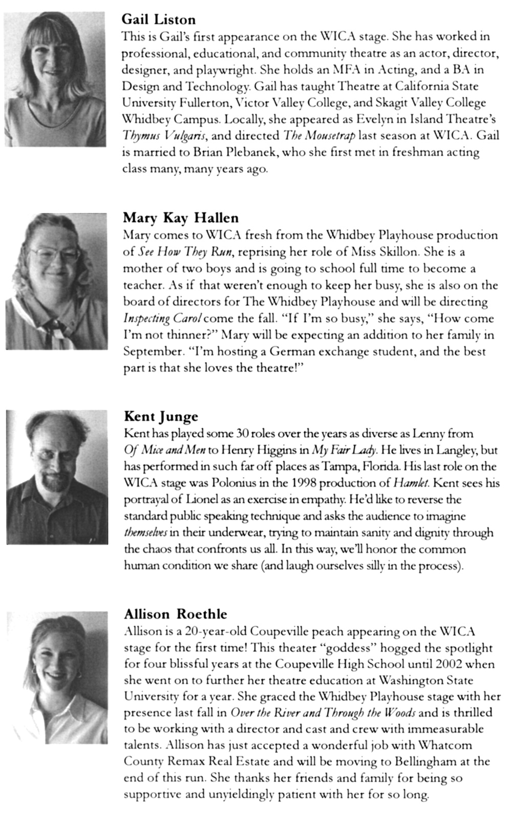 Program Page 3  for "See How they Run" at WICA