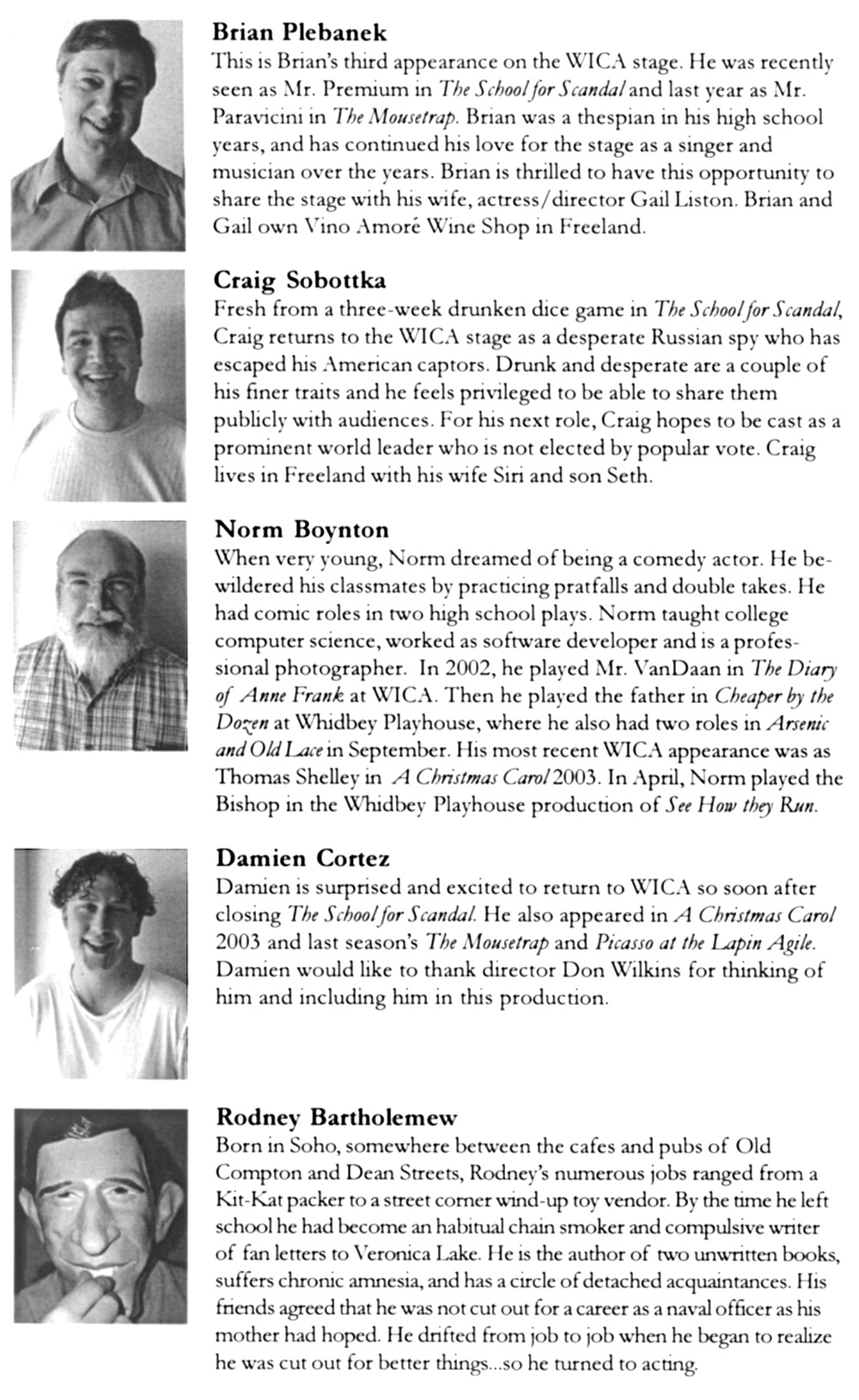 Program Page 4  for "See How they Run" at WICA