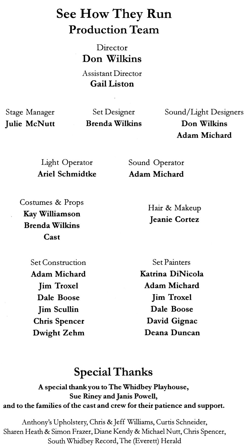 Program Page 5  for "See How they Run" at WICA