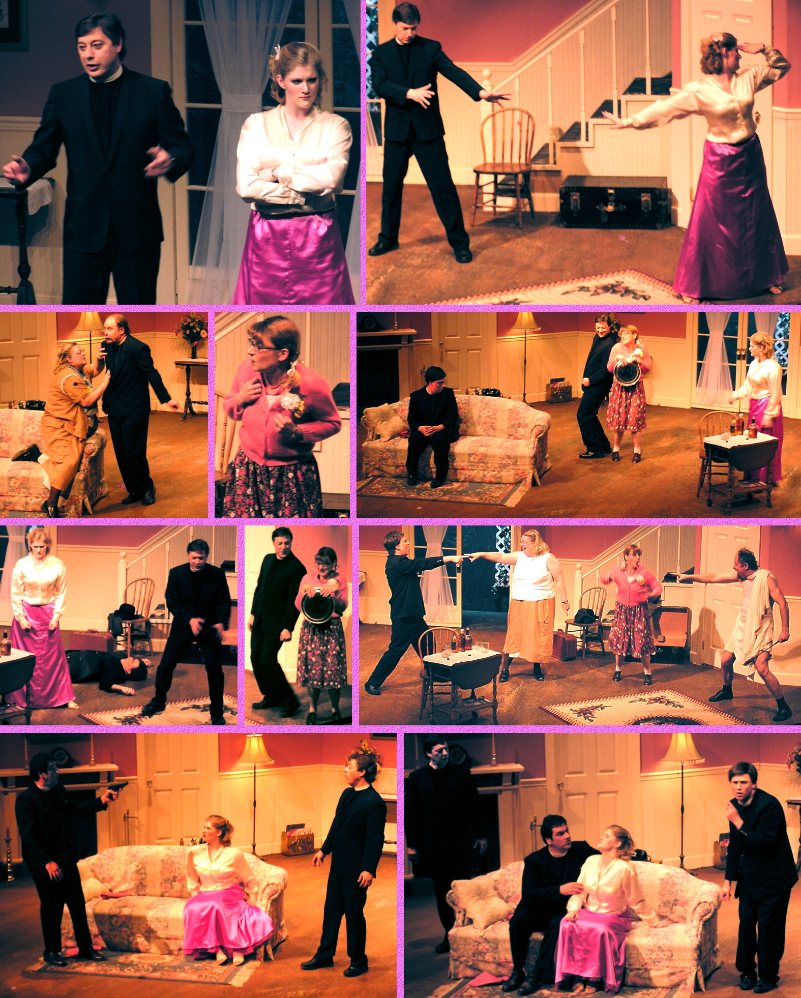 More Rehearsal Photos Enlarged - "See How they Run" at WICA  June, 2004