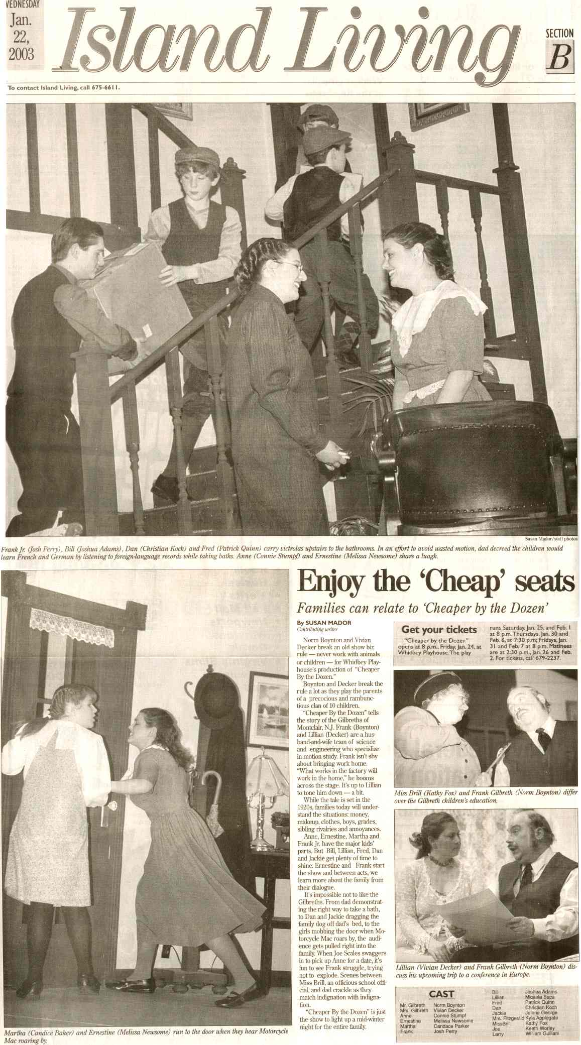 Full-Page "Cheaper By The Dozen" Article - Whidbey News Times