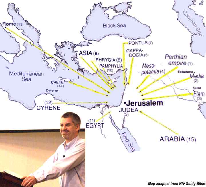 Pastor Phil Stevenson preaching "Power From On High"
3/16/08 ( Map adapted from NIV Study Bible )