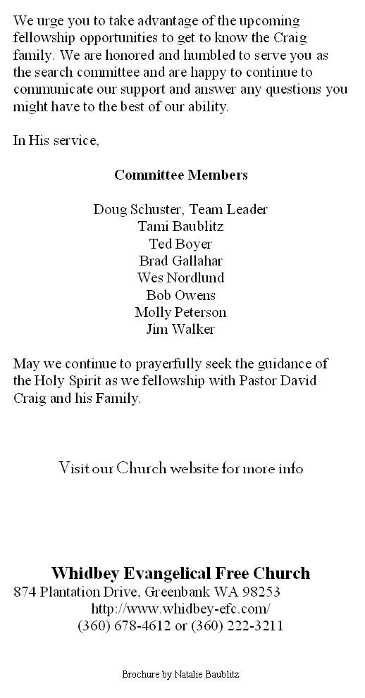 Candidating Weekend Brochure - Back Page