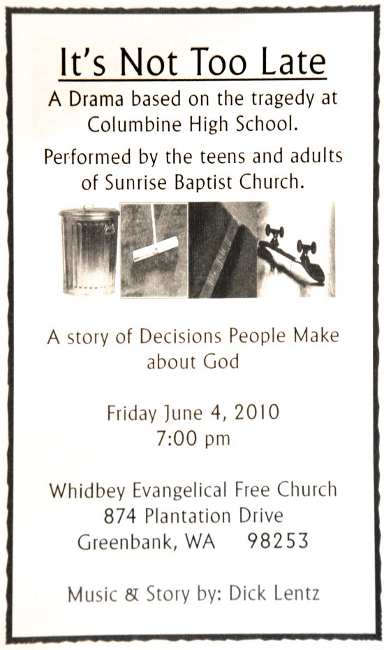 Drama "It's Not Too Late" 7 PM, Friday, June 4., 2010