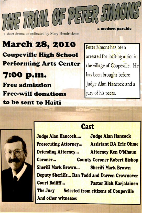 "Trial of Peter Simons" Play at PAC - March 28, 2010