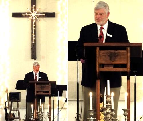 Pastor Dave Stevenson preaching
 "The First Christmas Carol" - 12/13/09