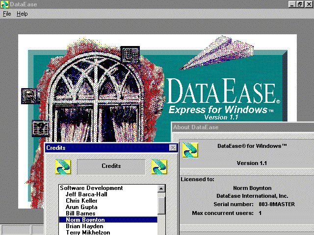 Screen Capture from "DataEase Express"