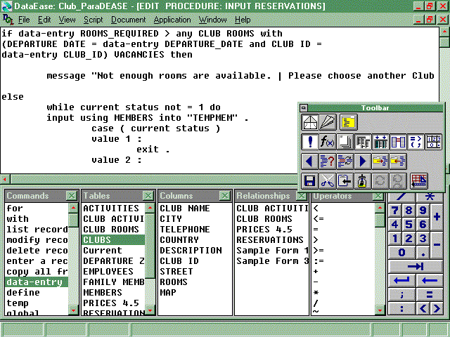 Screen Capture from "DataEase For Windows" 
