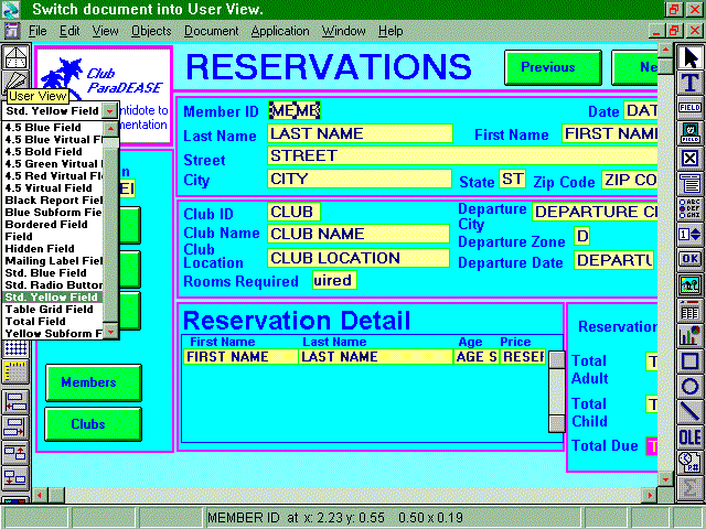 Screen Capture from "DataEase For Windows" 