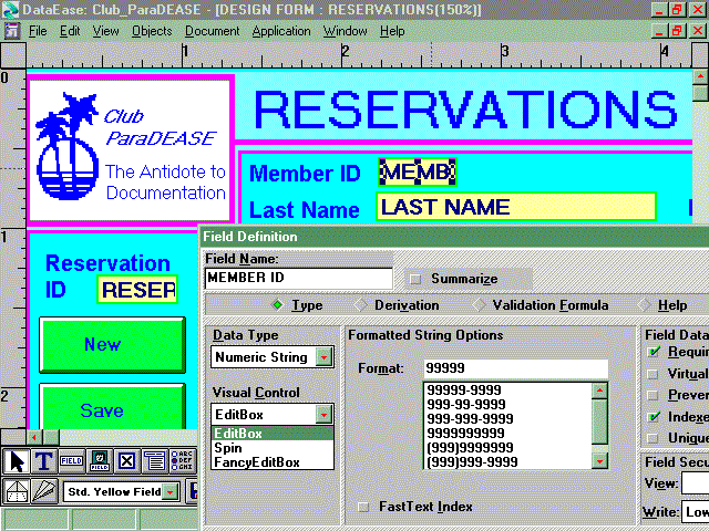 Screen Capture from "DataEase For Windows" 
