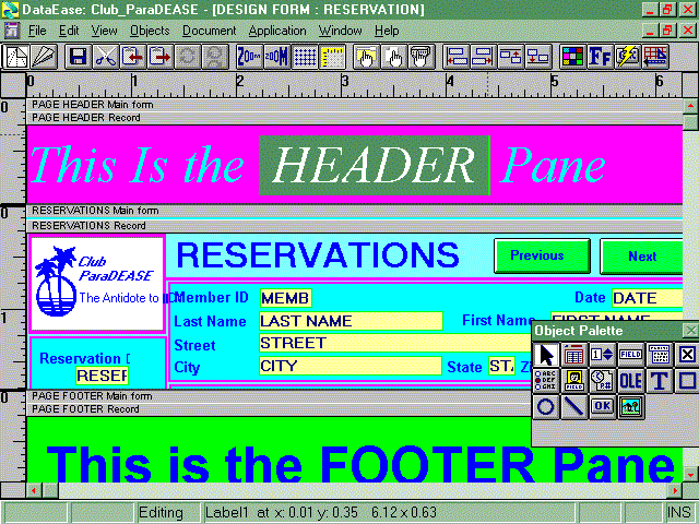 Screen Capture from my version of "DataEase For Windows" 