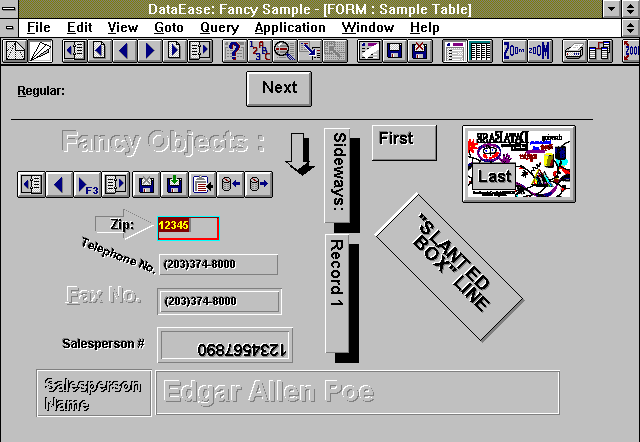 Screen Capture from my version of "DataEase For Windows" 