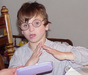 Gio wearing his new eyeglasses - May 27, 2000.